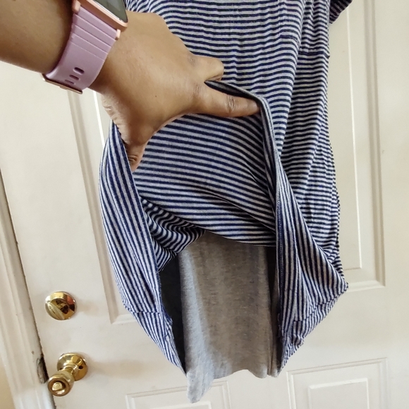 Bailey/44 Blue Gray Striped Could Shoulder Women's Dress. Size L - Picture 5 of 11